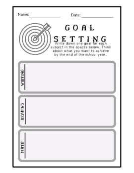 Goal Setting Worksheet, Beginning of the Year goal sheet, record goals