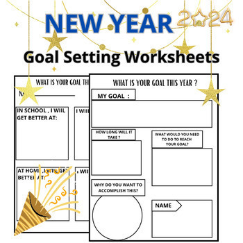 Preview of Goal Setting Worksheets for the New Year | 8.5 X 11 IN | :