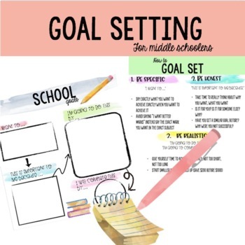 Preview of Goal Setting for Middle Schoolers NO PREP