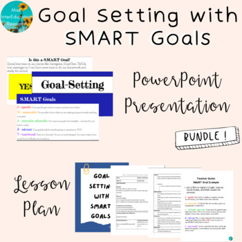 Preview of Goal Setting with SMART Goals - Lesson Plan, PowerPoint & Fun Quiz Game Included