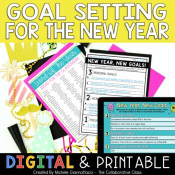Preview of Goal Setting with Students for the New Year | Print + Digital