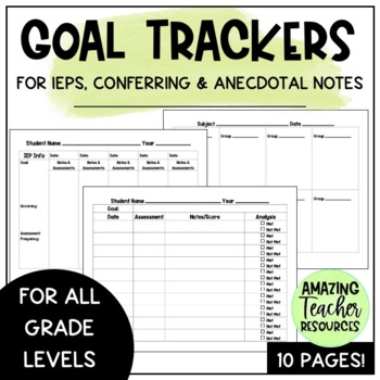 Preview of Goal Trackers - For Teachers & Students! IEP, Conferring & Anecdotal Notes!