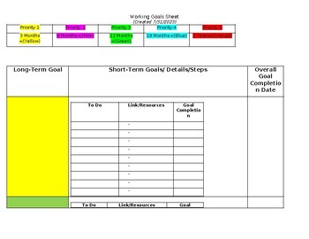 Preview of Goal Worksheet Template