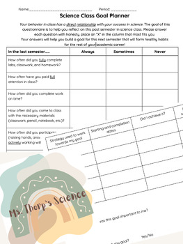 Goal Writing in Science by Ms Thorps Science | TPT
