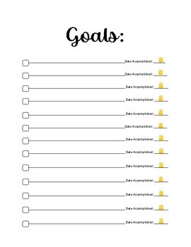 Preview of Goals Checklist