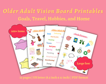 VISION BOARD SET WITH FOCUS WORDS, GOAL SETTING PRINTABLES, SEL