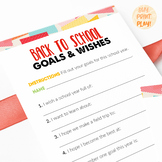 Goals and Wishes for the School Year | Back to school activity