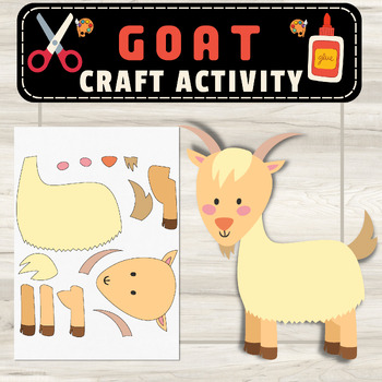 Preview of Goat Craft Cut & Paste Activity with Templates and Coloring Page for Toddlers