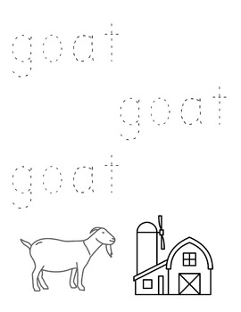 Preview of Goat - Writing Practice - Dot-to-Dot Coloring Page