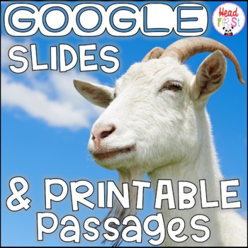 Preview of Goats NONFICTION GOOGLE SLIDES and PRINTABLE Passages and Activities