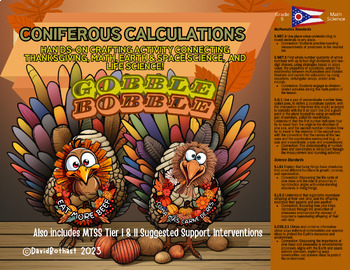 Preview of (ESL) Gobble Bobble: Thanksgiving Pine Cone Math & Science STEAM Activity