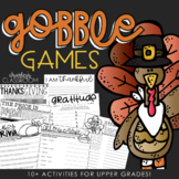 Gobble Games - Thanksgiving Activities | For Upper Grades 