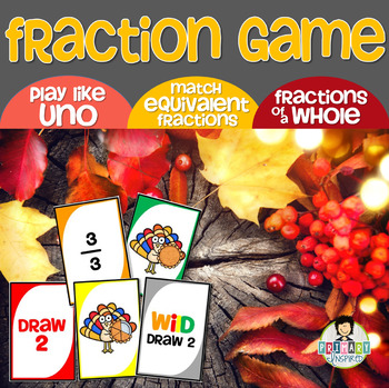 Preview of Fractions Card Game Thanksgiving Theme