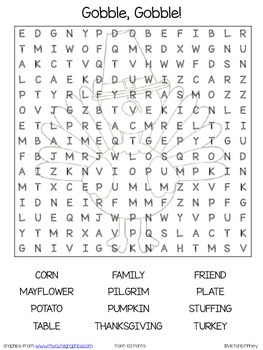 Preview of Gobble Gobble Word Search