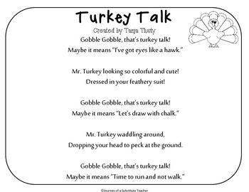 Thanksgiving Poem Pack by Journey of a Substitute Teacher | TpT