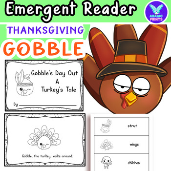 Preview of Gobble's Day Out A Turkey's Tale Emergent Reader Vocabulary Activities NO PREP