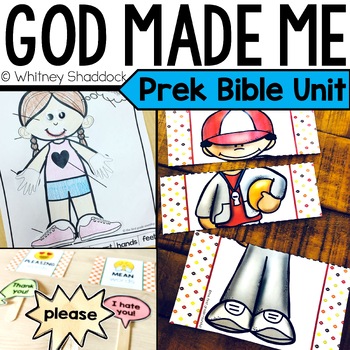 Preview of God Made Me Bible Lessons & Sunday School Unit for Preschool Christian Education