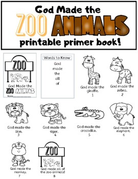 God Made the Zoo Animals Primer Book by Teach like a Princess LLC