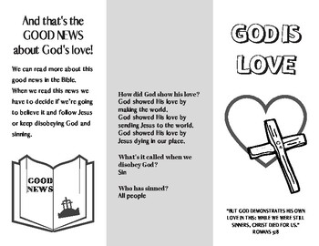 god is love  gospel booklet for kids  coloring page