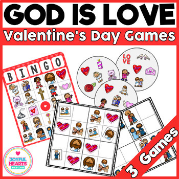 Preview of God is Love Valentine's Day Bible Class Game Bundle