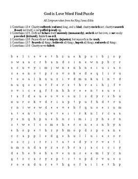 Preview of God is Love Word Find Puzzle (KJV)