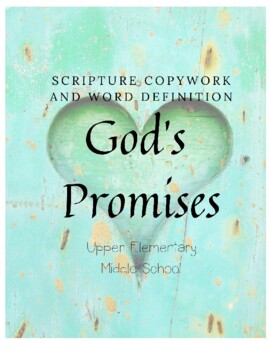 Preview of God's Promises Scripture Copy Work and Word Definition