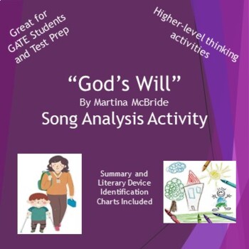 Preview of God's Will Song Analysis Summary and Literary Device Idenfication Charts