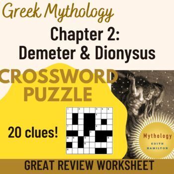Gods of the Earth Demeter and Dionysus Review Crossword Puzzle Worksheet