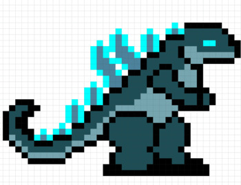 Preview of Godzilla Inspired Math Mystery Pixel Art