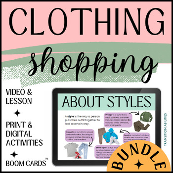 Preview of Going Clothing Shopping BUNDLE | SPED Money, Reading & Life Skills