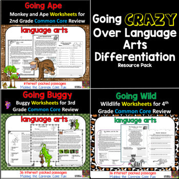 Preview of Going Crazy Over Language Arts Differentiation Worksheet Bundle Plus Easel