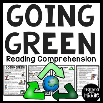 Preview of Going Green Earth Day Reading Comprehension Worksheet April Recycling