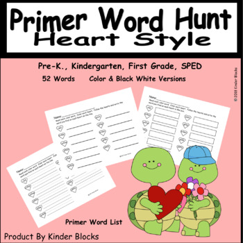 Preview of Going On A Word Hunt Heart Style - Primer List
