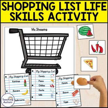 Preview of Life Skills Shopping Activity for Special Education | Grocery Shopping List