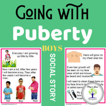 Preview of Going With Puberty- Boys- Social story With Real Pictures