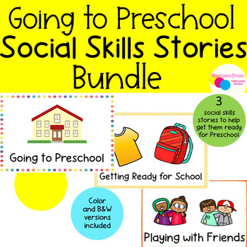 Preview of Going to Preschool Social Skills Story Bundle for Back to School