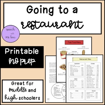 Preview of Going to a Restaurant: Role Playing Activity with Vocabulary & Compare/Contrast