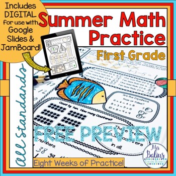 End of Year Math Review Summer Practice FREEBIE Preview