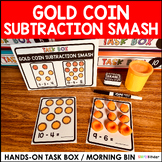 Gold Coin Subtraction Smash Morning Bin for March Math Cen