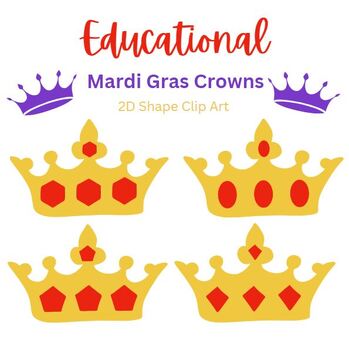 Preview of Gold Crowns with Red Jewels | Mardi Gras | 2D Shapes Clip Art