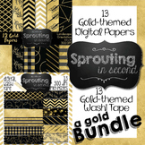 Gold Digital Papers & Washi Tape {BUNDLE}