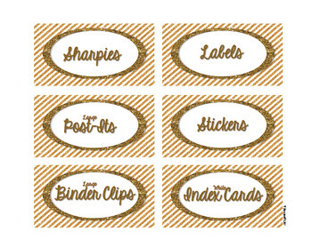 Gold Elegance 1 --- Teacher's Tool Box Labels by TG Inspired ELA