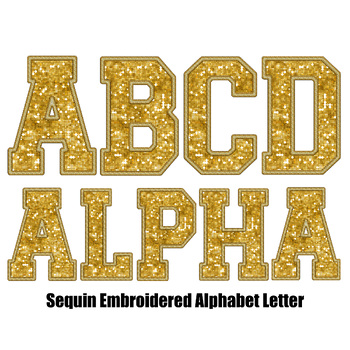 Preview of Gold Faux Embroidered Sequin PNG Alphabet Set