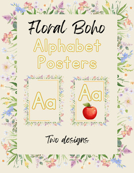Preview of Gold Floral Boho Alphabet Posters