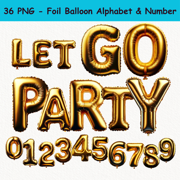 Preview of Gold Foil Balloon Alphabet Number Clipart Font Letters Headings Bulletin Board