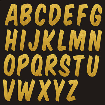 Gold Foil Font Clipart, Gold Alphabet Letters, Gold Letters