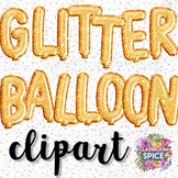 Gold Glitter Balloon Alphabet Letter Clip Art