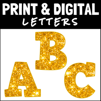 Bulletin Board Letters Gold Glitter By Digital Den Tpt