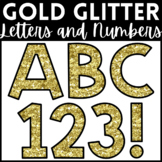 Gold Glitter Bulletin Board Alphabet Letters and Numbers