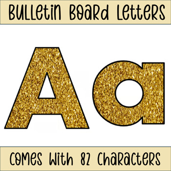 72 Pcs Gold Glitter Printed Bulletin Board Letters